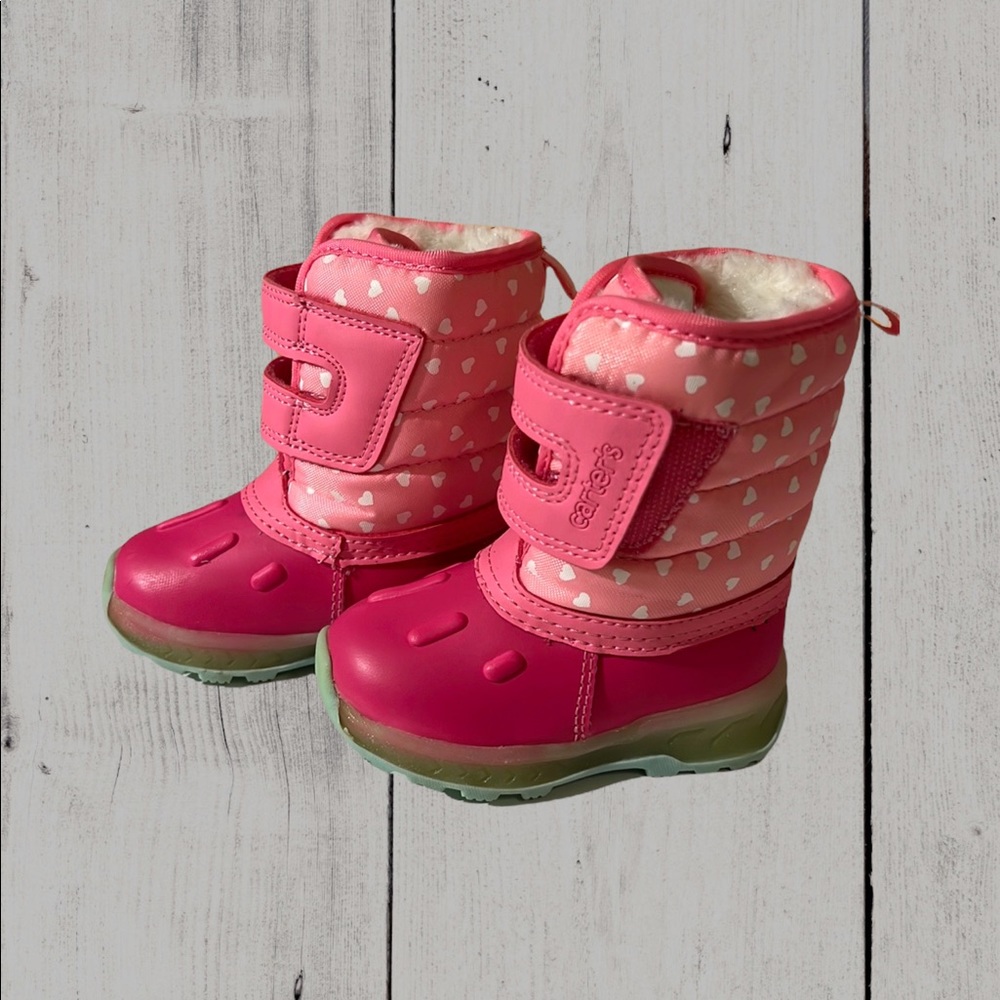 Carters pink heart snow boots